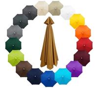 2.3m 2.7m 3.0m 4.0m Replacement Parasol Canopy 6/8 Ribs for Garden Umbrellas, Waterproof and UV Protected Polyester Fabric Market Parasol Cover Top, Canopy Only(Khaki,6-RIBS-6.6FT/2.0m)