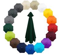 2.3m 2.7m 3.0m 4.0m Replacement Parasol Canopy 6/8 Ribs for Garden Umbrellas, Waterproof and UV Protected Polyester Fabric Market Parasol Cover Top, Canopy Only(Dark Green,8-RIBS-8.2FT/2.50m)