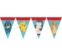 2,3m Banderín * Pokémon * como decoración para cumpleaños infantil y fiesta | con cuerda de sujeción, 20x30cm, de papel | Guirnalda de banderas para niños, cumpleaños, Pikachu