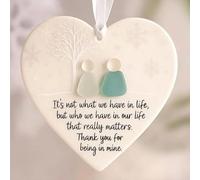 2/4 Pcs Heart-Shaped Sea Glass Friendship Decor, Friendship Heart Ornament for Christmas Tree Hanging Ornaments, Gifts for Best Friend, Seaglass Hanging Ornament for Christmas (A,2 Pcs)