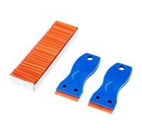 2/4 PcsPlastic Razor Blade Scraper with 100/200 pcs Replacement Blades for Efficient Glass and Tile Floor Cleaning for Removing Decals and Paint Without Scratching (2pcs)