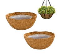 2 40 cm Fibra Coco para mapas Colgantes, Forro Fibra Coco Natural para Colgar Basket Liners, Base Redonda Coco, Inserto Repuesto para Colgar Basket Coco, para macetas, jardín, Porche, balcón