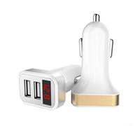 2.4A Dual USB Digital Display Car Charger Car Mobile Phone Charger Dual USB (Oro)
