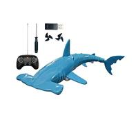 2.4G Remote Control Diving Hammerhead Shark Toy For Kids | 15 Inch Waterproof Underwater RC Fish | USB Rechargeable Auto-Activation Submersible | Bath Pool Playset