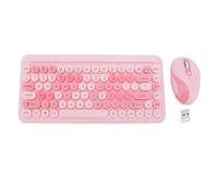 2.4g Teclado y Mouse Inalámbricos, Diseño de Teclado Redondo Retro, Teclado y Mouse de bajo Ruido Portátil (Púrpura Ahumado)