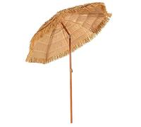 2.4m / 7.8ft Simulation Straw Thatched Umbrella Beach Patio Tropical Outdoor Folding Sun Umbrella for Patio Garden Beac