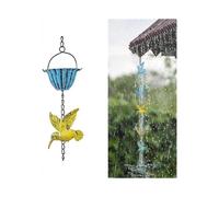 2.4m Rain Chains for Outside, Colorful Hummingbird Rain Chain for Gutters and Downspouts, Rain Catcher Gutter Chain for Garden Decor