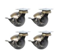 2/4pcs 2inch Caster 50mm Bearing Capacity Black Trolley Wheels Rubber Swivel Casters For Office Chair Sofa Platform(4PC-With brake,1.5 Inch)