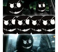 2/4PCS Funny Cartoon Car Headrest Cover,Halloween Car Decor Cover，C,4PCS