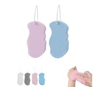 2/4PCS Korean Skin Scrubber Sponge,Soft Exfoliating Shower Sponge Shower Brush Body Skin Remover Exfoliator 3D Magic Sponge Children's Bath Sponge Massager (Pink+blue)