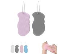 2/4PCS Korean Skin Scrubber Sponge,Soft Exfoliating Shower Sponge Shower Brush Body Skin Remover Exfoliator 3D Magic Sponge Children's Bath Sponge Massager (Pink+gray)