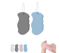 2/4PCS Korean Skin Scrubber Sponge,Soft Exfoliating Shower Sponge Shower Brush Body Skin Remover Exfoliator 3D Magic Sponge Children's Bath Sponge Massager (Gray+blue)