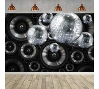 2.4x1.8m Telón de Fondo Disco Plata Bola de Discoteca Etapa Club Nocturno música de Baile Fiesta de neón cumpleaños fotografía de Fondo 70s 80s 90s Adultos Discoteca Tema de la Fiesta Decoraciones