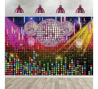 2.4x1.8m Telón de Fondo Disco Retro Disco Ball Dreamy Coloridos Puntos de luz de neón Fotografía Fondo Volver a 70s 80s 90s Adultos Disco Fiesta de Cumpleaños Decoraciones Banner Photo Booth Props