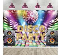 2.4x1.8m Telón de Fondo Disco Vintage 70s 80s 90s Disco Party Fotografía Fondo Let's Glow Crazy Shining Neón Noche Altavoz Fiesta de Cumpleaños Pastel Mesa Decoración Banner Photo Booth Props