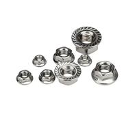 2/5/10/20 piezas M4 M5 M6 M8 M10 M12 tuerca de bloqueo de brida hexagonal dentada de cabeza hexagonal de acero inoxidable(20pcs M4)