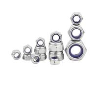 2/5/10/25/50 Uds M2 .5 M3 M4 M5 M6 M8 M10 M12 M16 304 hexagonal de acero inoxidable inserto nailon tuerca autoblocante Nylock contratuerca(50Pcs M4)