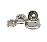 2/5/10/25 Uds M3 M4 M5 M6 M8 M10 M12 tuerca de bloqueo de brida hexagonal dentada de cabeza hexagonal de acero inoxidable para rueda delantera y trasera de bicicleta(25pcs M3)