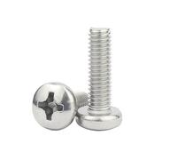 2/5/10/50 Uds M1.6 M2 .5 M3 M4 M5 M6 M8 GB818-85 A2-70 304 Perno De Tornillo Madera Cabeza Redonda Cruzada Acero Inoxidable(3mm,10pcs M4)