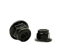 2/5/10 Uds M3 M4 M5 M6 M8 M10 M12 acero al carbono negro 304 brida hexagonal de acero inoxidable contratuerca autoblocante tuerca de bloqueo de inserción de nailon ( Color : Black carbon steel , Size
