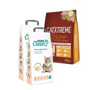 2.5 kg Pienso Catxtreme Pavo y Pollo + 20L Arena Aglomerante Nova Clean para gatos ¡Pack Ahorro!