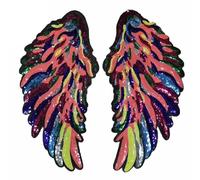 2/5 pares 19/27/34CM hierro grande en apliques de lentejuelas grandes alas de ángel parches bordados para ropa tamaño parches de apliques grandes insignia