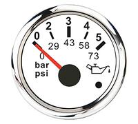 2 "52mm Auto Boost Gaost Bar PSI Agua Temp Óleo TEMP TEMP OIL PRENSA PRENSA COMBUSTIBLE MEGURO DE COMBUSTIBLE VOLTAJE VOLTOTETER TACTÓMETRO 12V HORA METER(Oil Press ws 0-5)