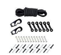 2.5M K-AYAK Kit de aparejo de bungee negro con tornillos o remaches Bungee Cord Termina(Rivet+bolt)