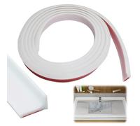 2,5M Sistema de retención de Agua, Umbral Ducha Plegable, Borde Plato Ducha Tira Impermeable Sellado para umbral de Ducha Mantiene el Agua Dentro del umbral (Tipo L Blanco)