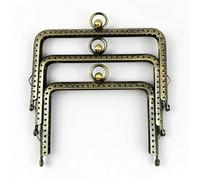 2/5Pcs 11/12/13cm Embossed Metal Bag Handles Square Purse Frame Kiss Clasp Wallet Brackets DIY Handmade Accessories(Brass,11cm-5Pcs)