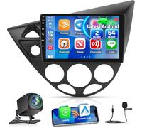 2+64G Android CarPlay Stereo para Ford Focus 1998-2004 - Radio de 9 Pulgadas con Pantalla táctil inalámbrica CarPlay Android Auto - WiFi GPS Mirror Link EQ RDS +Cámara de Marcha atrás&Mic