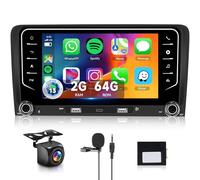 【2+64G】 Hodozzy Carplay Radio Coche para Audi A3 8P S3 RS3 Sportback 2003-2012 con USB/USB-C, Autorrdio Bluetooth de 7 Pulgadas con Android Auto/WiFi/GPS/RDS/FM+cámara de Marcha atrás