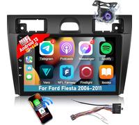 [2+64G] para Ford Fiesta 2006-2011 Android Autoradio - Inalámbrico Carplay & Android Auto, HiFi Audio con Pantalla Táctil de 9 Pulgadas - GPS, WiFi, Enlace Espejo, Radio FM/RDS + Cámara de Seguridad