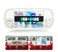 [2+64G] SIXWIN Android 13 Radio Coche para FIAT 500 2007-2015 con CarPlay&Android Auto&Mirrorlink,7 Pulgadas Pantalla Táctil con Bluetooth/WiFi/GPS/FM/RDS/USB-Blanco