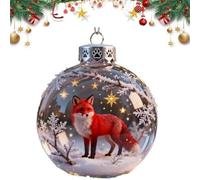 2.75in Wildlife Wonders Collection Glass Ornament,Elegant Glass Animal Ball Christmas Ornament Set,Handcrafted Luxury Winter Animal Christmas Decoration for Tree & Tabletop Décor Gifts (Red)