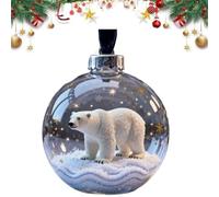 2.75in Wildlife Wonders Collection Glass Ornament,Elegant Glass Animal Ball Christmas Ornament Set,Handcrafted Luxury Winter Animal Christmas Decoration for Tree & Tabletop Décor Gifts (White)