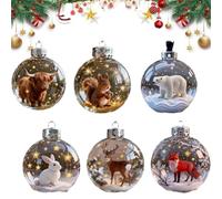 2.75in Wildlife Wonders Collection Glass Ornament,Elegant Glass Animal Ball Christmas Ornament Set,Handcrafted Luxury Winter Animal Christmas Decoration for Tree & Tabletop Décor Gifts (All Color)