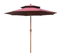 2.7M/8.9ft Double-Layer Round Garden Patio Umbrella,Polyester Outdoor Table Umbrella with Crank,Sun Protection and Waterproof for Backyard Beach Pool Market