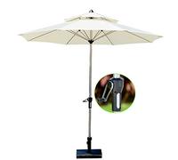 2.7m/9ft Double Top s Outdoor Garden Market Table Umbrella with Crank Handle Cream White