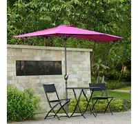 2.7m/9ft Outdoor Umbrella Against The Wall Garden Parasol Patio Half Side Umbrella with Crank for Leisure Courtyard Balcony