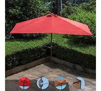 2.7m/9ft Semicircular Parasol Rainproof UV Protection Polyester Canopy Half Umbrella with Crank for Garden Pation Balcony