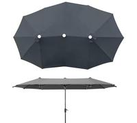 Ø2.7m Funda De Repuesto para Sombrilla Tres Cabezas, 12 Costillas Cubierta De Toldo De Repuesto Ventilación Superior, Parasol De Poliéster Protección UV, Gran Zona De Sombra(Gray)