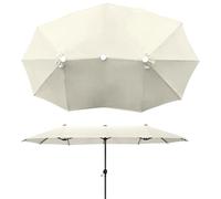 Ø2.7m Funda De Repuesto para Sombrilla Tres Cabezas, 12 Costillas Cubierta De Toldo De Repuesto Ventilación Superior, Parasol De Poliéster Protección UV, Gran Zona De Sombra(Off White)