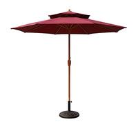 Φ2.7m Large Terrace Anti Ultraviolet Folding Beach Parasol, Double Layer Polyester Cloth, Rain Proof Sun Umbrella, Lawn, Garden, Deck, Swimming Pool, Resin Base