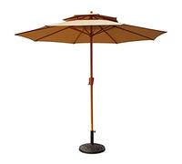 Φ2.7m Large Terrace Anti Ultraviolet Folding Beach Parasol, Double Layer Polyester Cloth, Rain Proof Sun Umbrella, Lawn, Garden, Deck, Swimming Pool, Resin Base