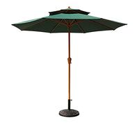 Φ2.7m Large Terrace Anti Ultraviolet Folding Beach Parasol, Double Layer Polyester Cloth, Rain Proof Sun Umbrella, Lawn, Garden, Deck, Swimming Pool, Resin Base