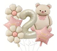 2/8 piezas, números de color crema de 32 pulgadas 1, 2, 3, 4, 5, set de de oso rosa, oso con , de papel de aluminio de margarita vintage, de estrella de , decoraciones reutilizables para de
