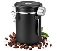 2.8L Tarro de Café Hermético, Lata de Café Hermética para 1 KG de Granos de Café, con Válvula de CO2 E Cuchara, para Cafe Grano o Cafe Molido etc