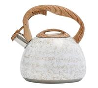 2.8L Whistling Tea Kettle, Stove Top Water Pot with Heat Proof Line Pattern for Induction Cooker, White Kitchen