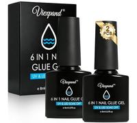 2 * 8ML Pegamento de Uñas con Punta Del Cepillo, 6 en 1 Nail Glue, Pegamento para Pegar en Uñas, Adhesivo para UñasS Gel para Puntas, Necesita UV Curado Con Luz, para Decoración de Uñass DIY